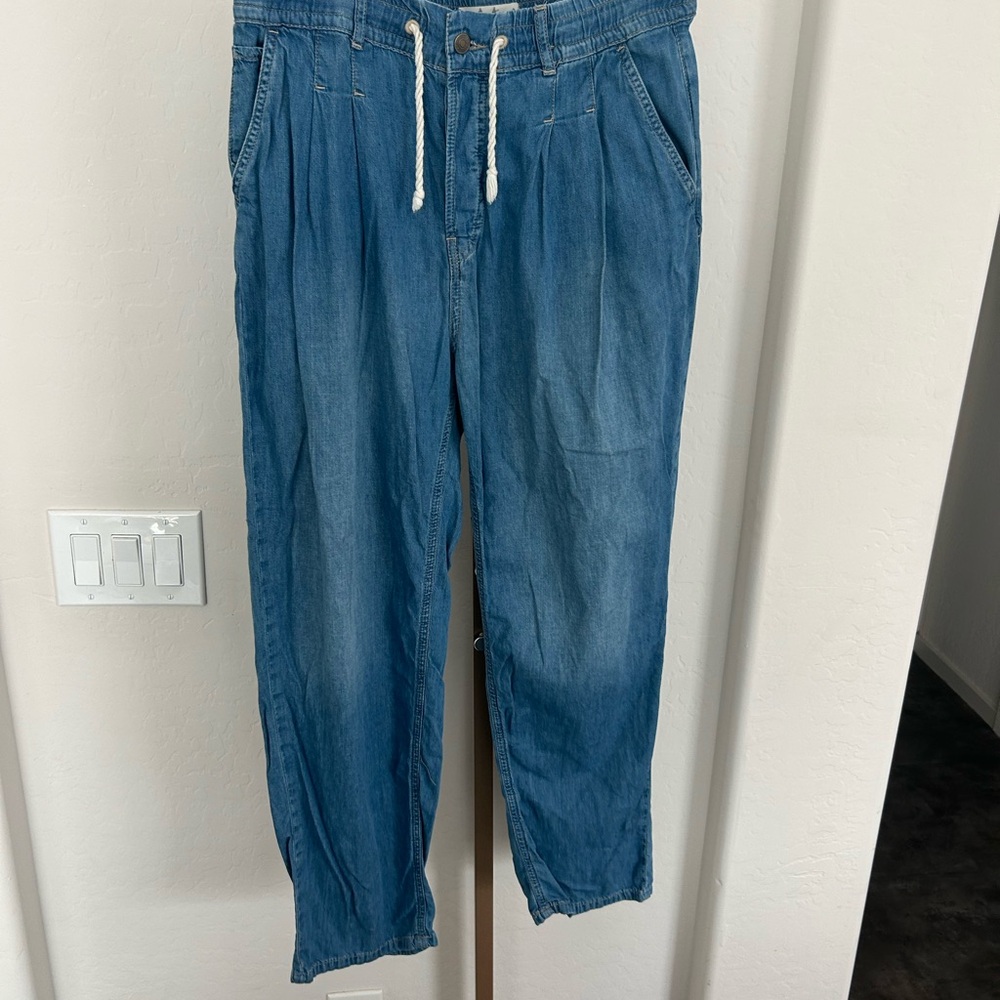 Free People Dakota Cinched Pull On Jeans We The Free Rope Tie Size M - Picture 3 of 6